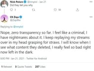 Ziqo's Tweet mentioning the lack of details regarding the ban